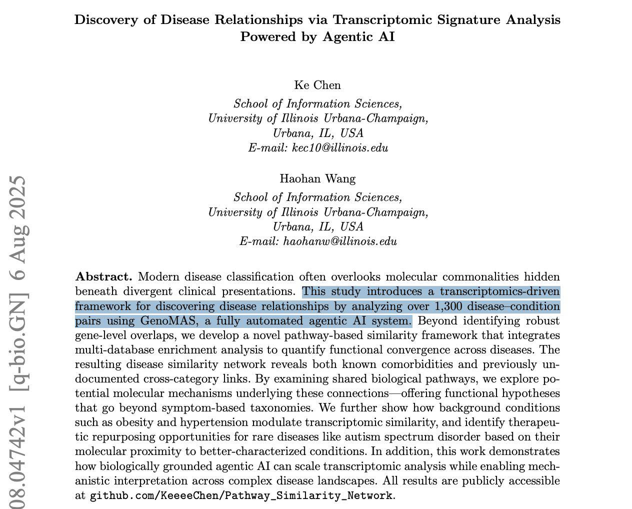 Researchers utilized GenoMAS, a fully automated agentic AI, to analyze transcriptomic data from over 1,300 conditions, creating the first molecular map of disease. Unlike traditional symptom-based approaches, GenoMAS grouped diseases by shared genetic pathways, confirming known comorbidities and uncovering over 1,000 previously hidden connections, such as a link between Alzheimer’s and eye cancer. This breakthrough paves the way for drug repurposing and a biology-first classification of human illness, potentially rendering symptom-based medicine obsolete as AI redefines the understanding of disease relationships.