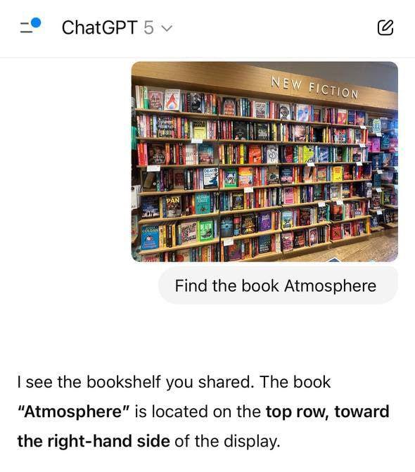 ChatGPT isn’t just for writing, snap a bookshelf, ask for a title, and it’ll play librarian for you. And yes, it actually finds the book.